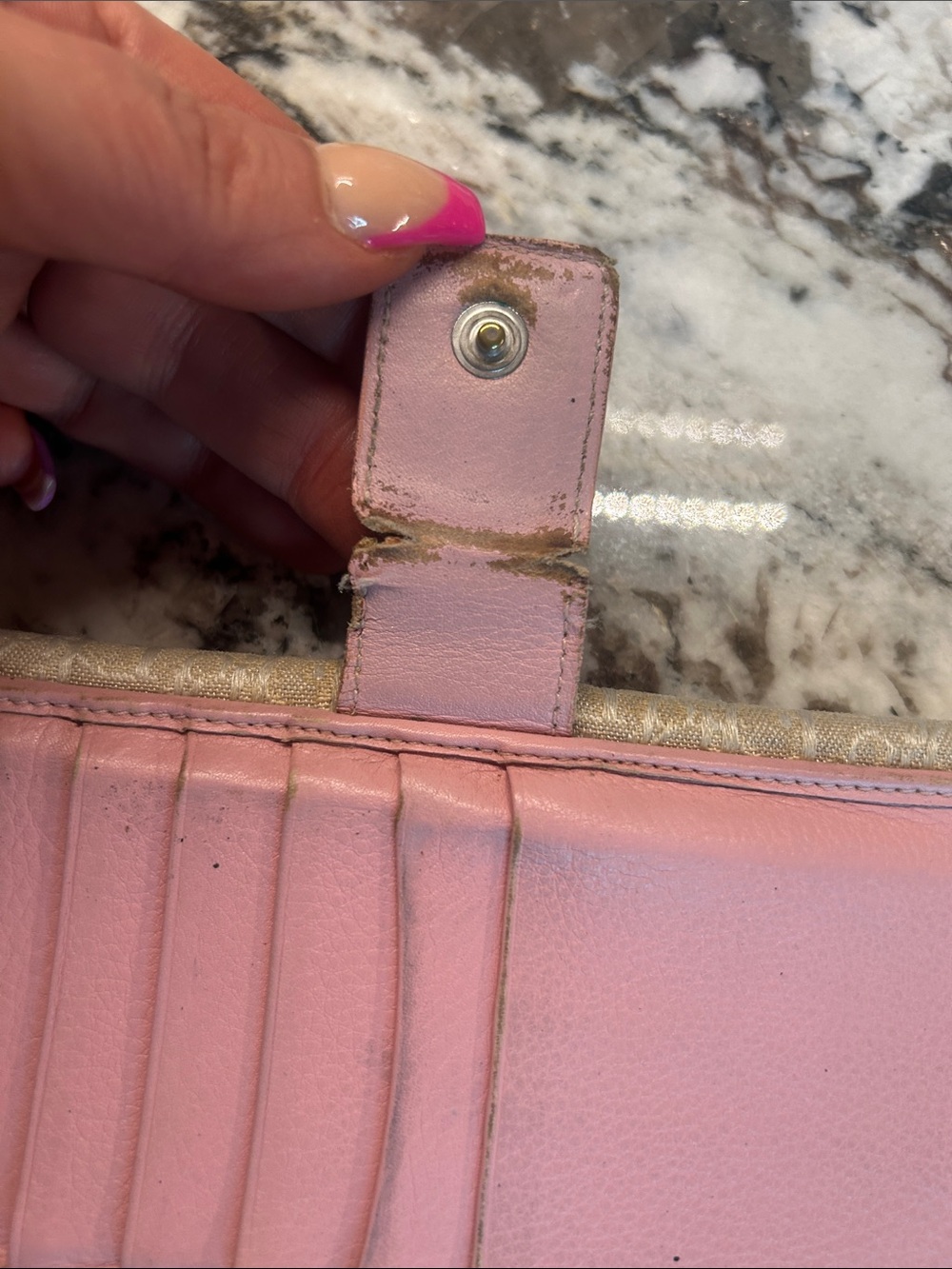 Dior Beige Canvas Continental Wallet with Pink leather Trim - Picture 12 of 16